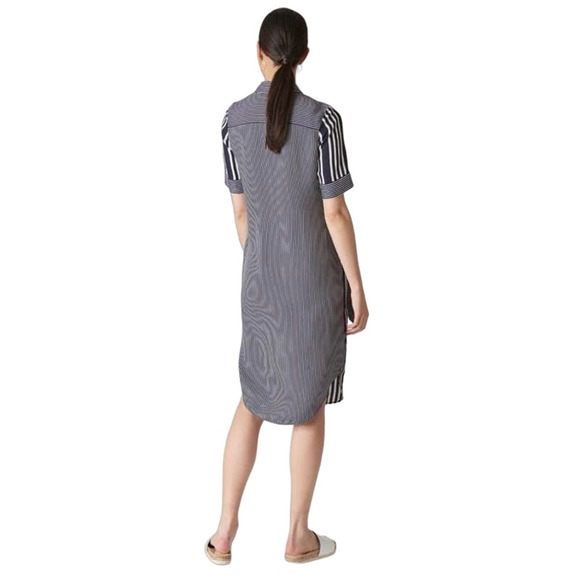 Whistles Blue & White Striped Button Front Midi Shirt Dress Size 4 - Picture 7 of 7